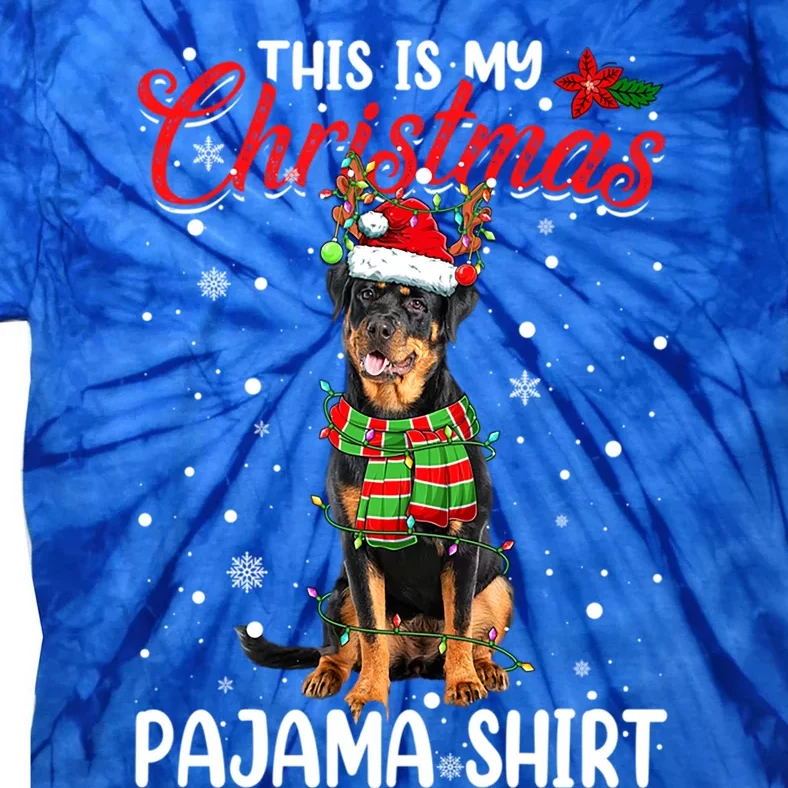 This Is My Christmas Pajama Cute Rottweiler Dog Santa Xmas Funny Gift Tie-Dye T-Shirt