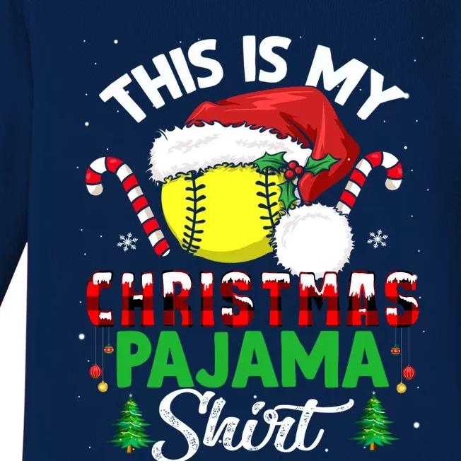 This Is My Christmas Pajama Cool Gift Softball Santa Great Gift Baby Long Sleeve Bodysuit