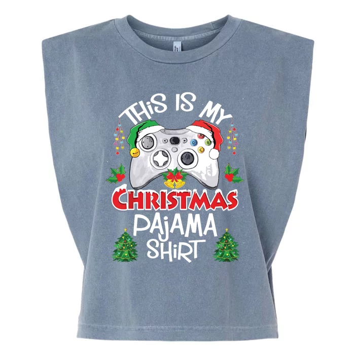 This Is My Christmas Pajama Santa Hat Gamer Video Game Games Garment-Dyed Women's Muscle Tee