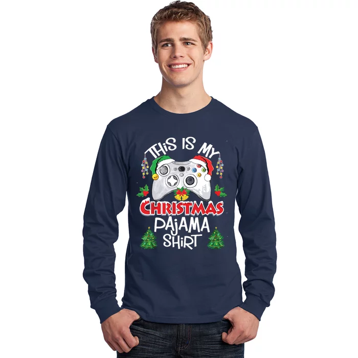 This Is My Christmas Pajama Santa Hat Gamer Video Game Games Long Sleeve Shirt