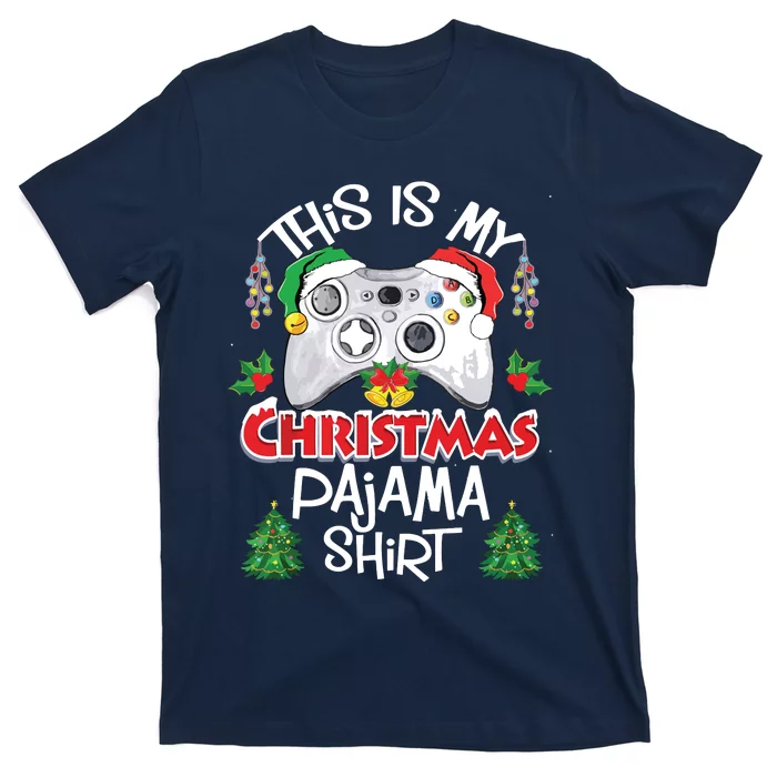 This Is My Christmas Pajama Santa Hat Gamer Video Game Games T-Shirt