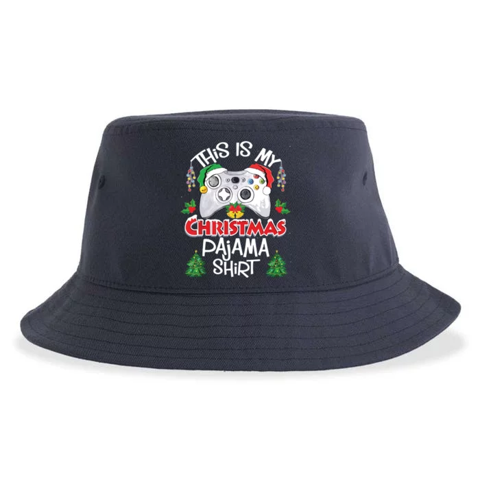 This Is My Christmas Pajama Santa Hat Gamer Video Game Games Sustainable Bucket Hat