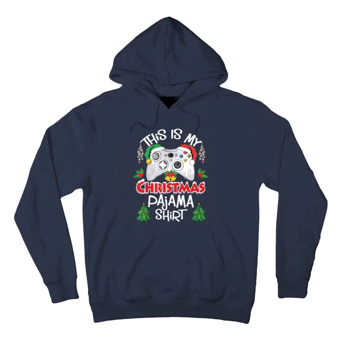 This Is My Christmas Pajama Santa Hat Gamer Video Game Games Tall Hoodie