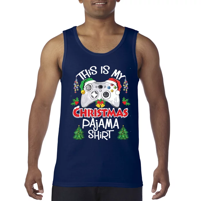 This Is My Christmas Pajama Santa Hat Gamer Video Game Games Tank Top