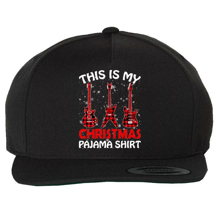 This Is My Christmas Pajama Funny Guitar Xmas Music Lover Gift Wool Snapback Cap