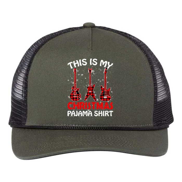 This Is My Christmas Pajama Funny Guitar Xmas Music Lover Gift Retro Rope Trucker Hat Cap