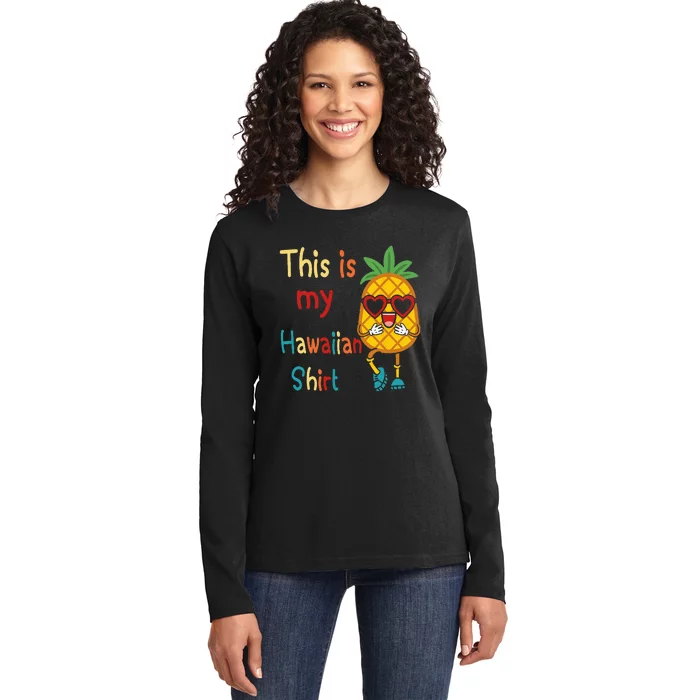 This Is My Hawaiian Tropical Luau Costume Party Hawaii Ladies Long Sleeve Shirt