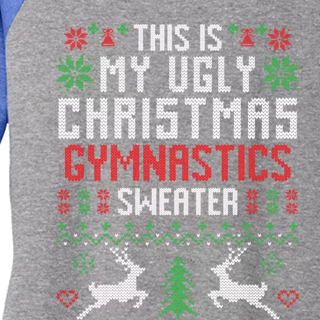 This Is My Ugly Christmas Gymnastics Sweater Cool Gift Women's Tri-Blend 3/4-Sleeve Raglan Shirt