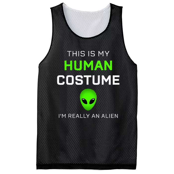 This Is My Human Costume For Alien Halloween Mesh Reversible Basketball Jersey Tank