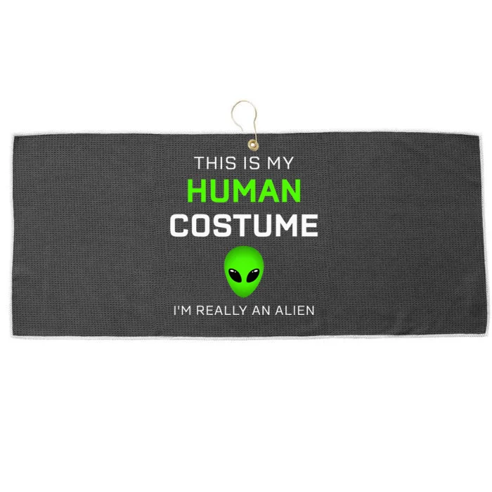 This Is My Human Costume For Alien Halloween Large Microfiber Waffle Golf Towel