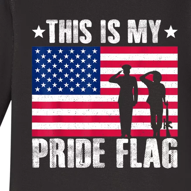 This Is My Pride Flag USA American 4th Of July Patriotic Baby Long Sleeve Bodysuit