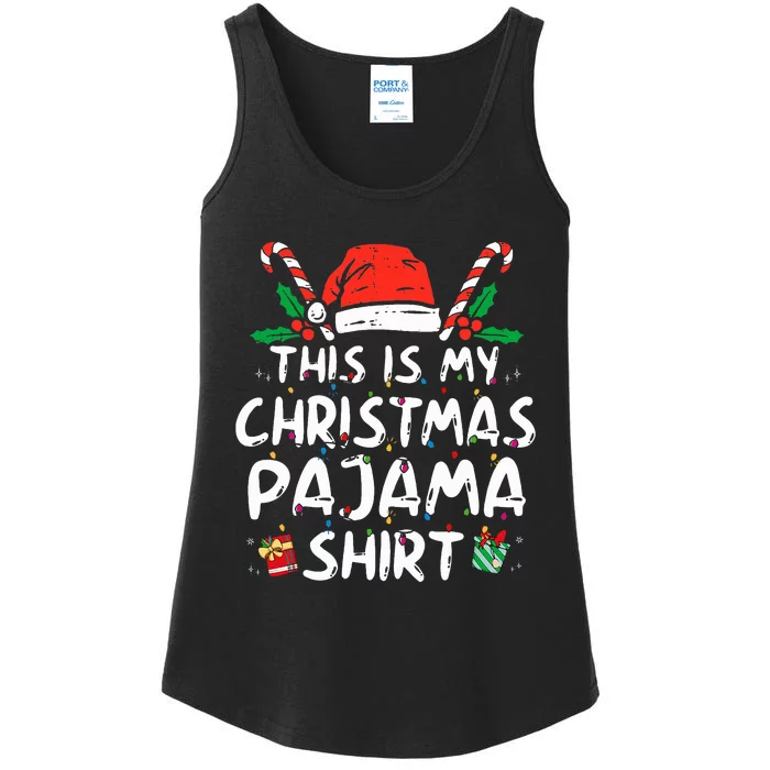 This Is My Christmas Pajama Funny Xmas PJs Ladies Essential Tank