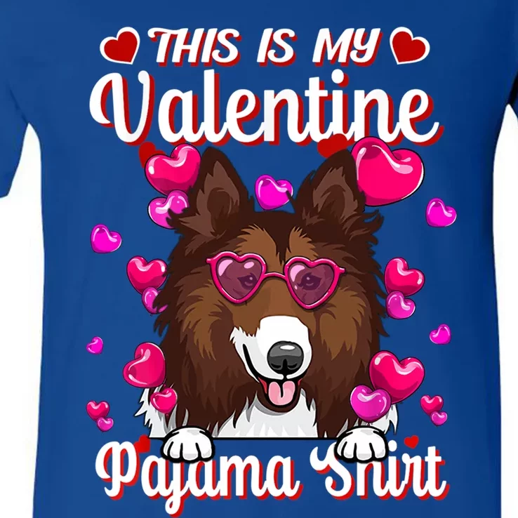 This Is My Valentine Pajama Gift Rough Collies Lovers Meaningful Gift V-Neck T-Shirt