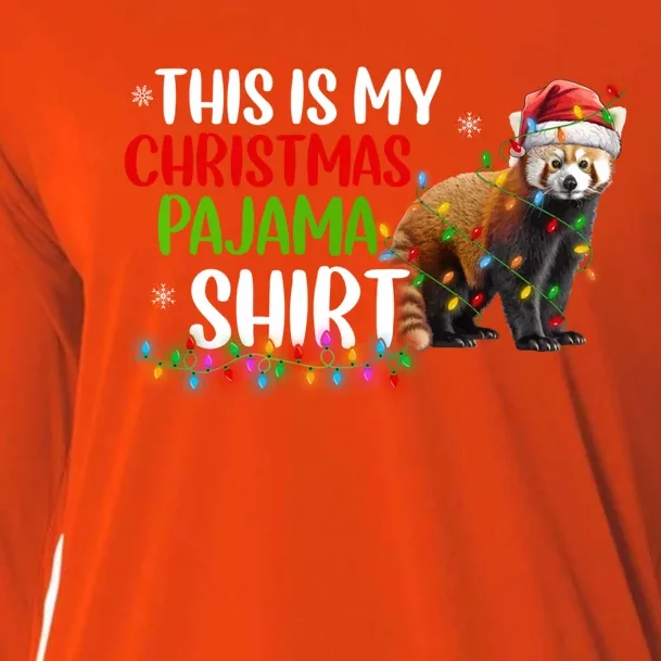 This Is My Christmas Pajama Xmas Lights Red Panda Christmas Gift Cooling Performance Long Sleeve Crew