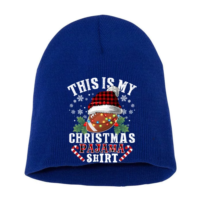 This Is My Christmas Pajama Gift Football Ball Sport Xmas Gift Short Acrylic Beanie