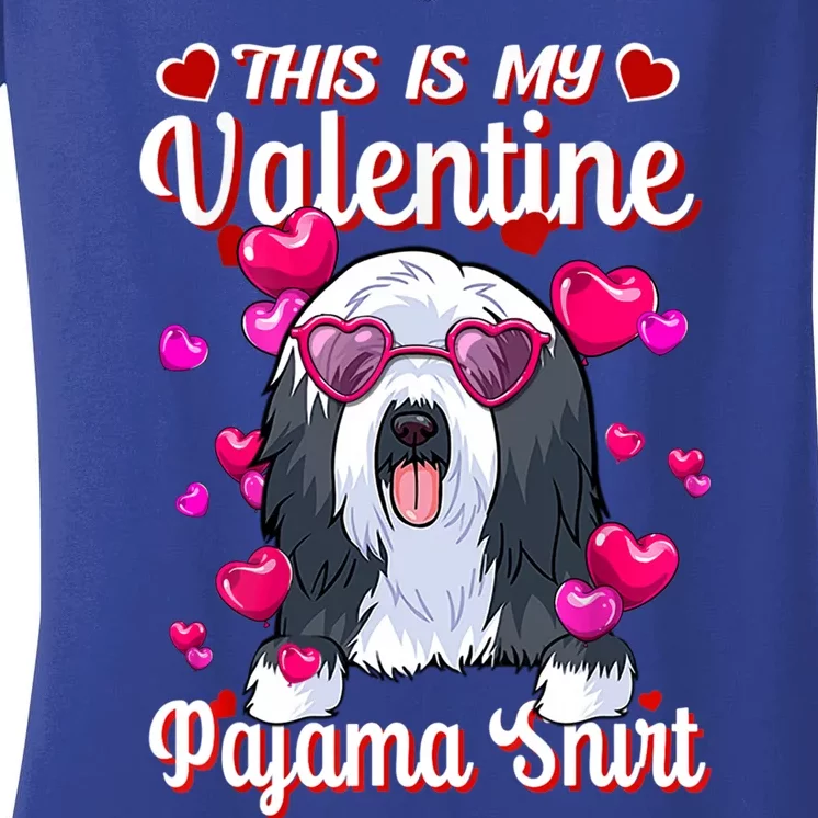 This Is My Valentine Pajama Funny Gift Beared Collie Lovers Cool Gift Women's V-Neck T-Shirt