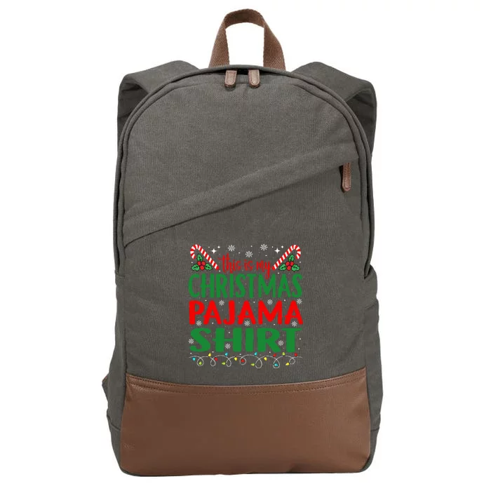 This Is My Christmas Pajamas Funny Xmas Cotton Canvas Backpack