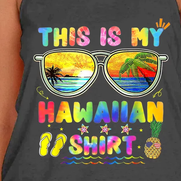 This Is My Hawaiian Luau Aloha Hawaii Beach Pineapple Women's Knotted Racerback Tank