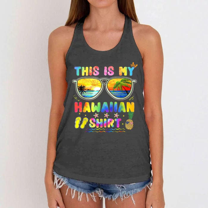 This Is My Hawaiian Luau Aloha Hawaii Beach Pineapple Women's Knotted Racerback Tank