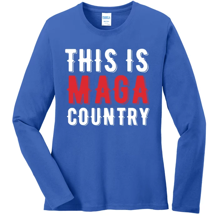 This Is Maga Country Trump 2024 President Election Vote Red Cute Gift Ladies Long Sleeve Shirt