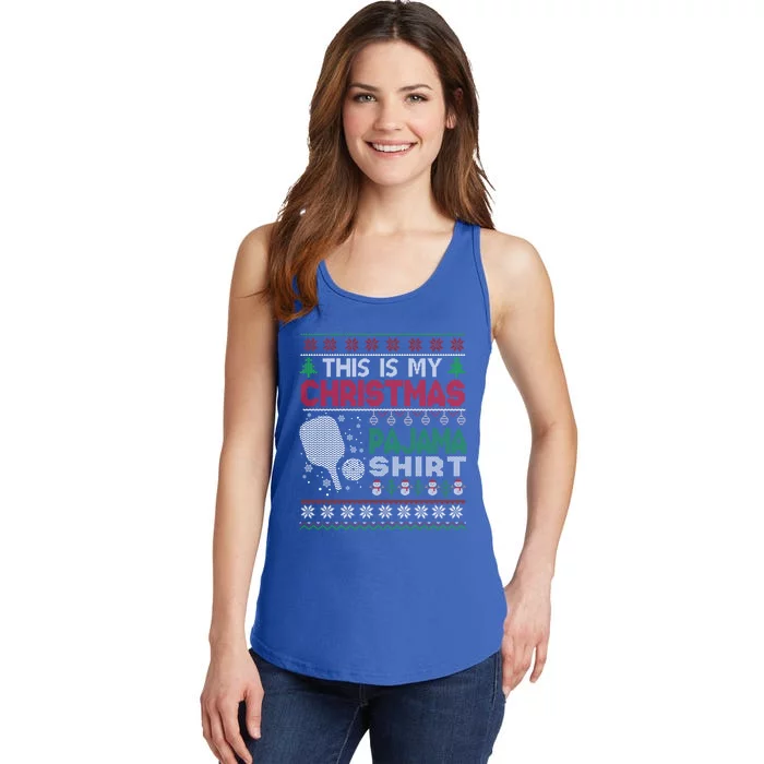 This Is My Christmas Pajama Pickleball Gift Ugly Sweater Gift Ladies Essential Tank