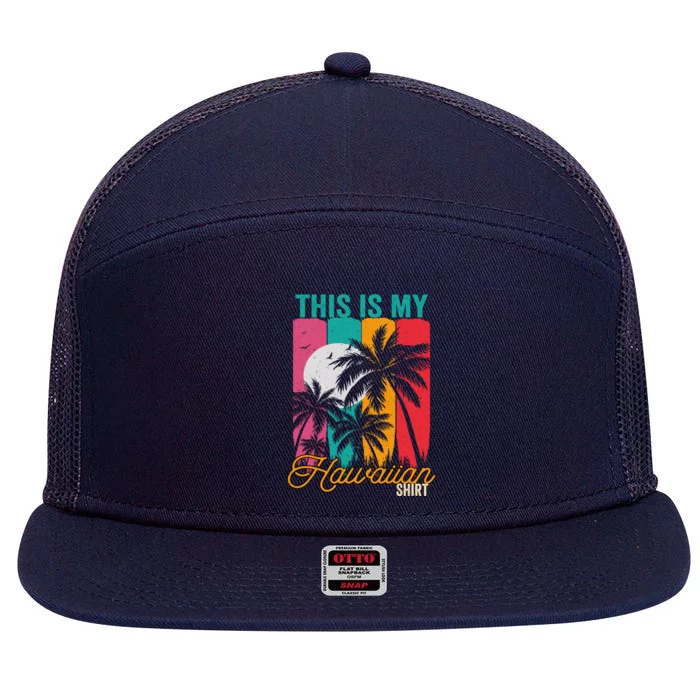 This Is My Hawaiian Gift Retro Vintage Palms Aloha Hawaii Gift 7 Panel Mesh Trucker Snapback Hat