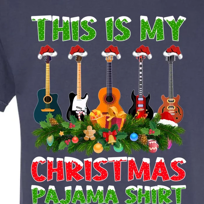 This Is My Christmas Pajamas Xmas Santa Guitar Christmas Gift Garment-Dyed Heavyweight T-Shirt