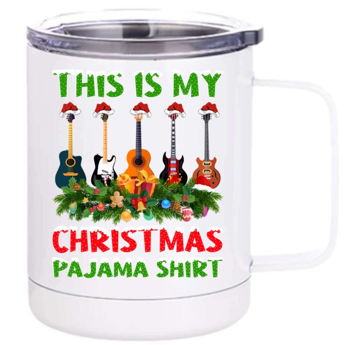 This Is My Christmas Pajamas Xmas Santa Guitar Christmas Gift Front & Back 12oz Stainless Steel Tumbler Cup