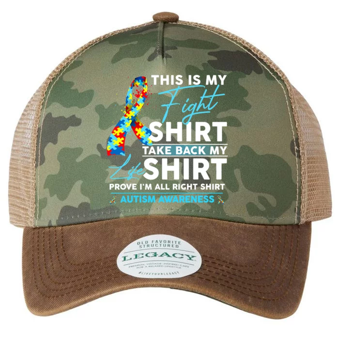 This Is My Fight Autism Awareness Ribbon Puzzle Legacy Tie Dye Trucker Hat