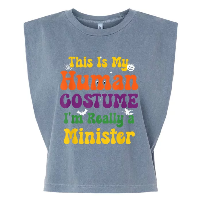 This is My Human Costume I'm Really Halloween Themed Party Garment-Dyed Women's Muscle Tee