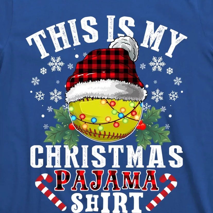 This Is My Christmas Pajama Funny Gift Softball Ball Sport Xmas Cute Gift T-Shirt