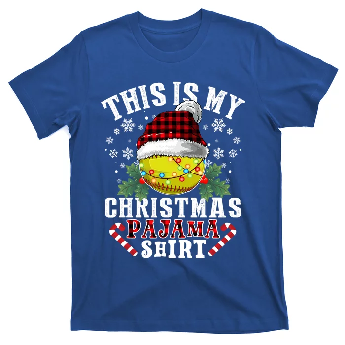 This Is My Christmas Pajama Funny Gift Softball Ball Sport Xmas Cute Gift T-Shirt