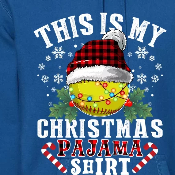 This Is My Christmas Pajama Funny Gift Softball Ball Sport Xmas Cute Gift Premium Hoodie