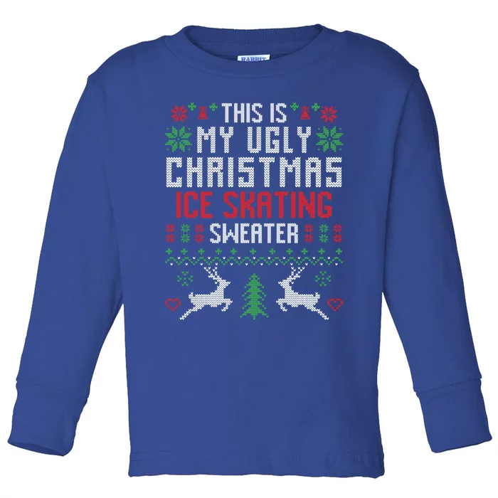 This Is My Ugly Christmas Ice Skating Sweater Ice Skater Gift Toddler Long Sleeve Shirt