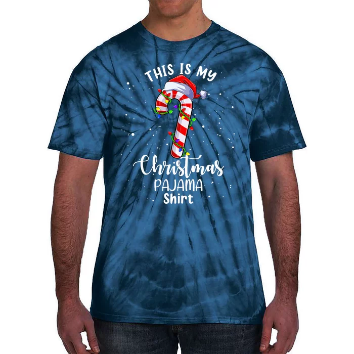 This Is My Christmas Pajama Candy Cane Boy Girl Tie-Dye T-Shirt