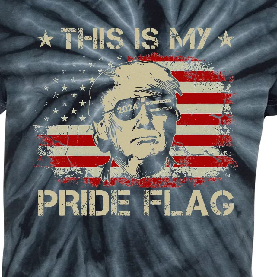 This Is My Pride Flag Trump 2024 American Flag 4th Of July Kids Tie-Dye T-Shirt