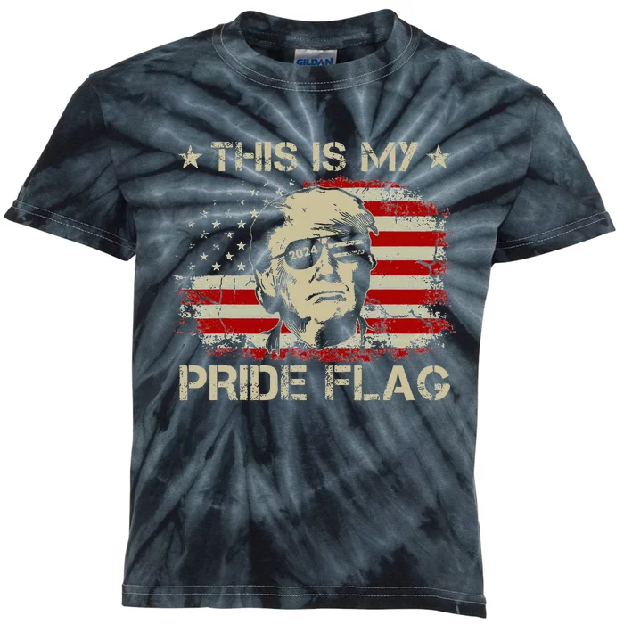 This Is My Pride Flag Trump 2024 American Flag 4th Of July Kids Tie-Dye T-Shirt