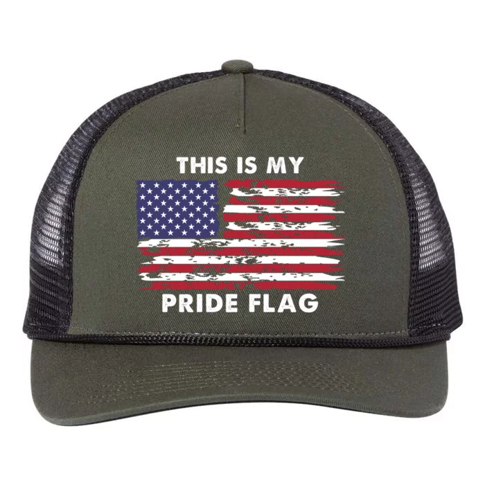 This Is My Pride Flag USA Vintage Retro Rope Trucker Hat Cap