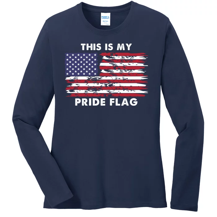 This Is My Pride Flag USA Vintage Ladies Long Sleeve Shirt