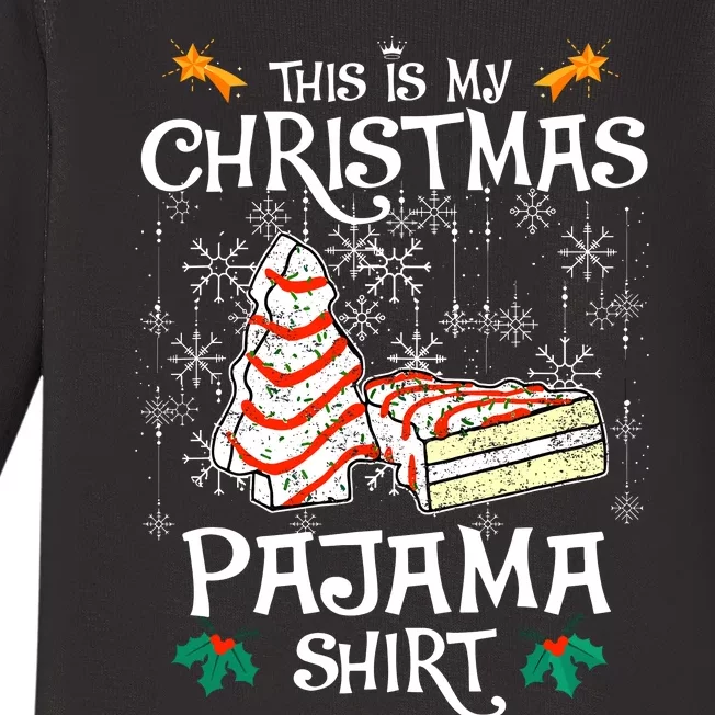 This Is My Christmas Pajama Funny Christmas Cake Baby Long Sleeve Bodysuit