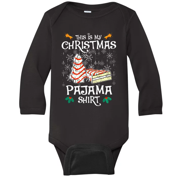 This Is My Christmas Pajama Funny Christmas Cake Baby Long Sleeve Bodysuit