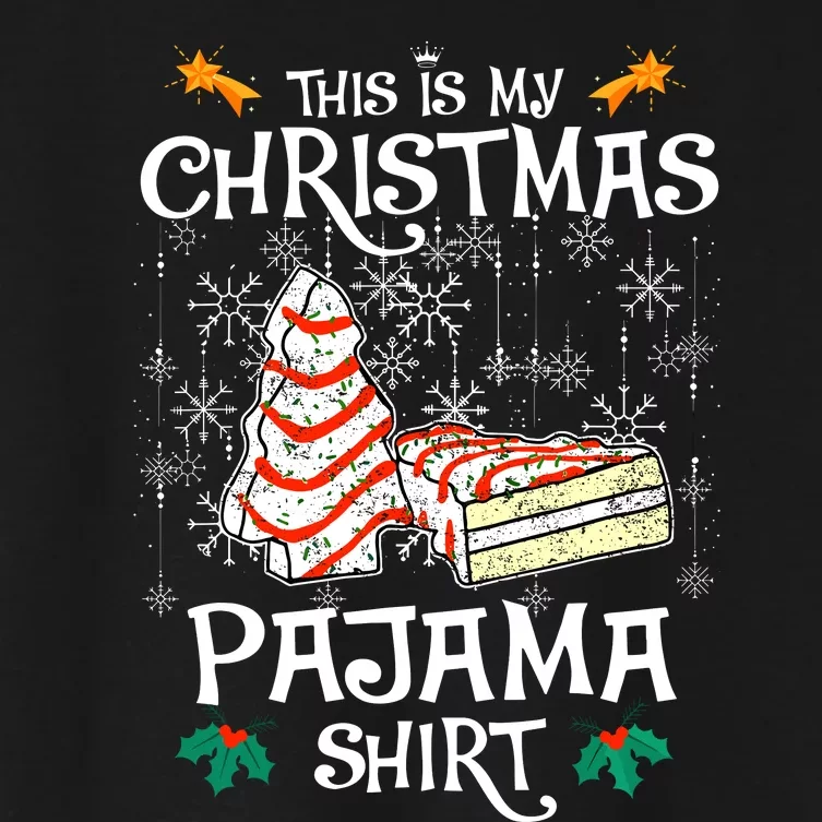 This Is My Christmas Pajama Funny Christmas Cake Women's Crop Top Tee