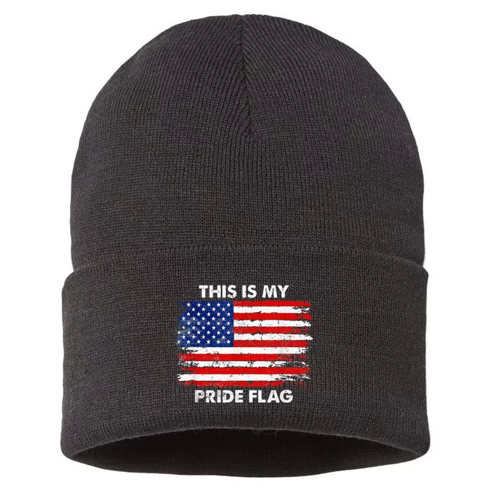 This Is My Pride Flag USA American 4th Of July Patriotic Sustainable Knit Beanie