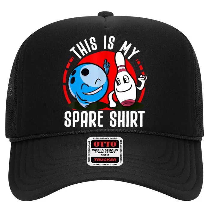 This Is My Spare Bowling Alley Gutter Pins Bowling High Crown Mesh Trucker Hat