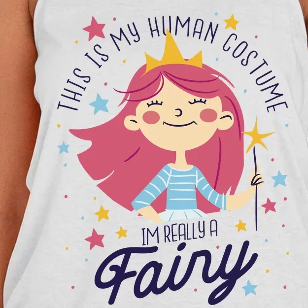 This Is My Human Costume I'm Really A Fairy Cute Halloween Women's Knotted Racerback Tank