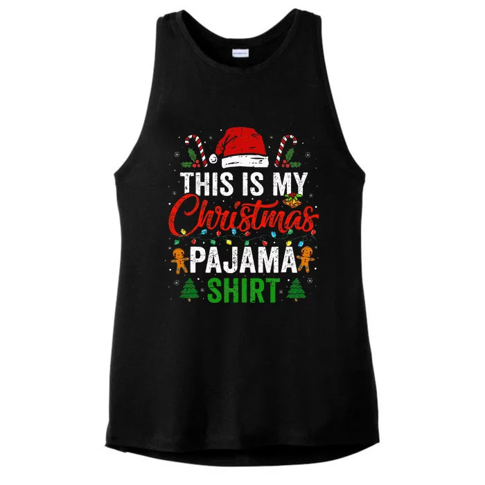 This Is My Christmas Pajama Funny Xmas PJs Ladies Tri-Blend Wicking Tank