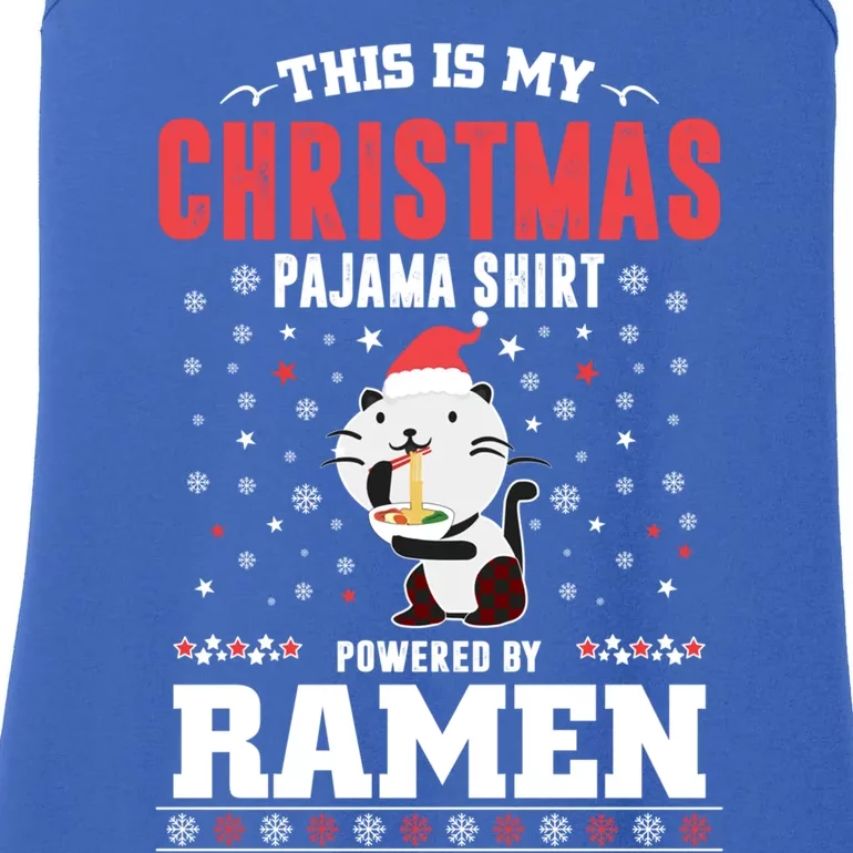 This Is My Christmas Pajama Tee Powered By Ra Santa Cat Gift Ladies Essential Tank