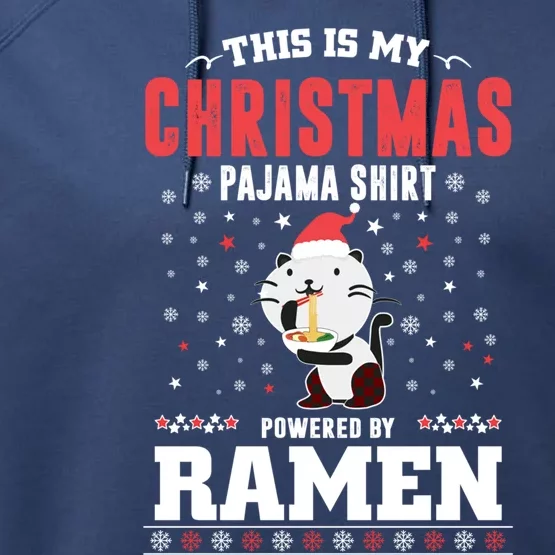 This Is My Christmas Pajama Tee Powered By Ra Santa Cat Gift Performance Fleece Hoodie