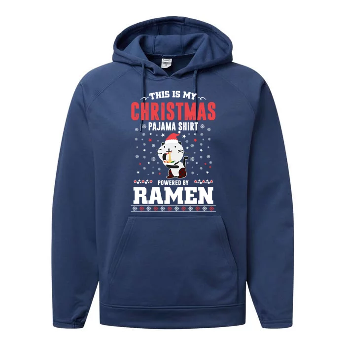 This Is My Christmas Pajama Tee Powered By Ra Santa Cat Gift Performance Fleece Hoodie