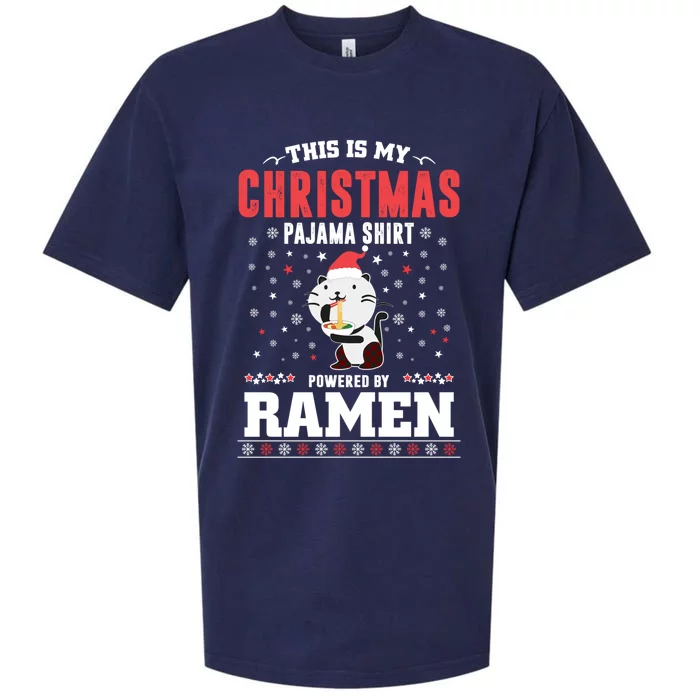 This Is My Christmas Pajama Tee Powered By Ra Santa Cat Gift Sueded Cloud Jersey T-Shirt